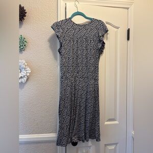 Boden Amalie Ruffle Dress in navy floral